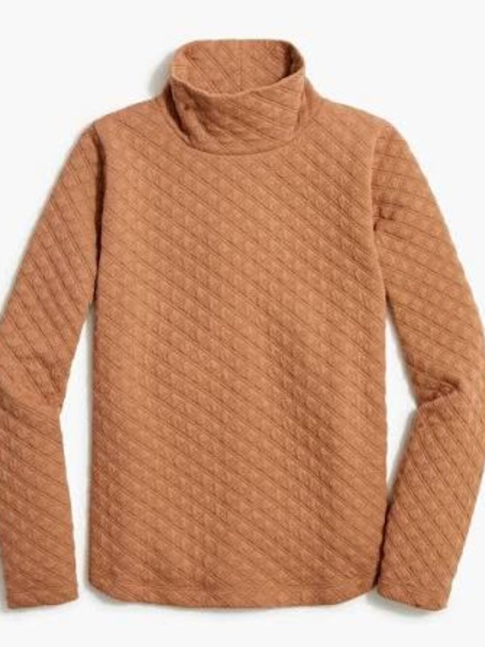 J.Crew Women's Mockneck Pullover Long Sleeve Quilted Top Tan Brown Size Small
